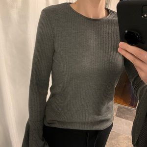 Zara TRF Ribbed Bell Sleeve Top